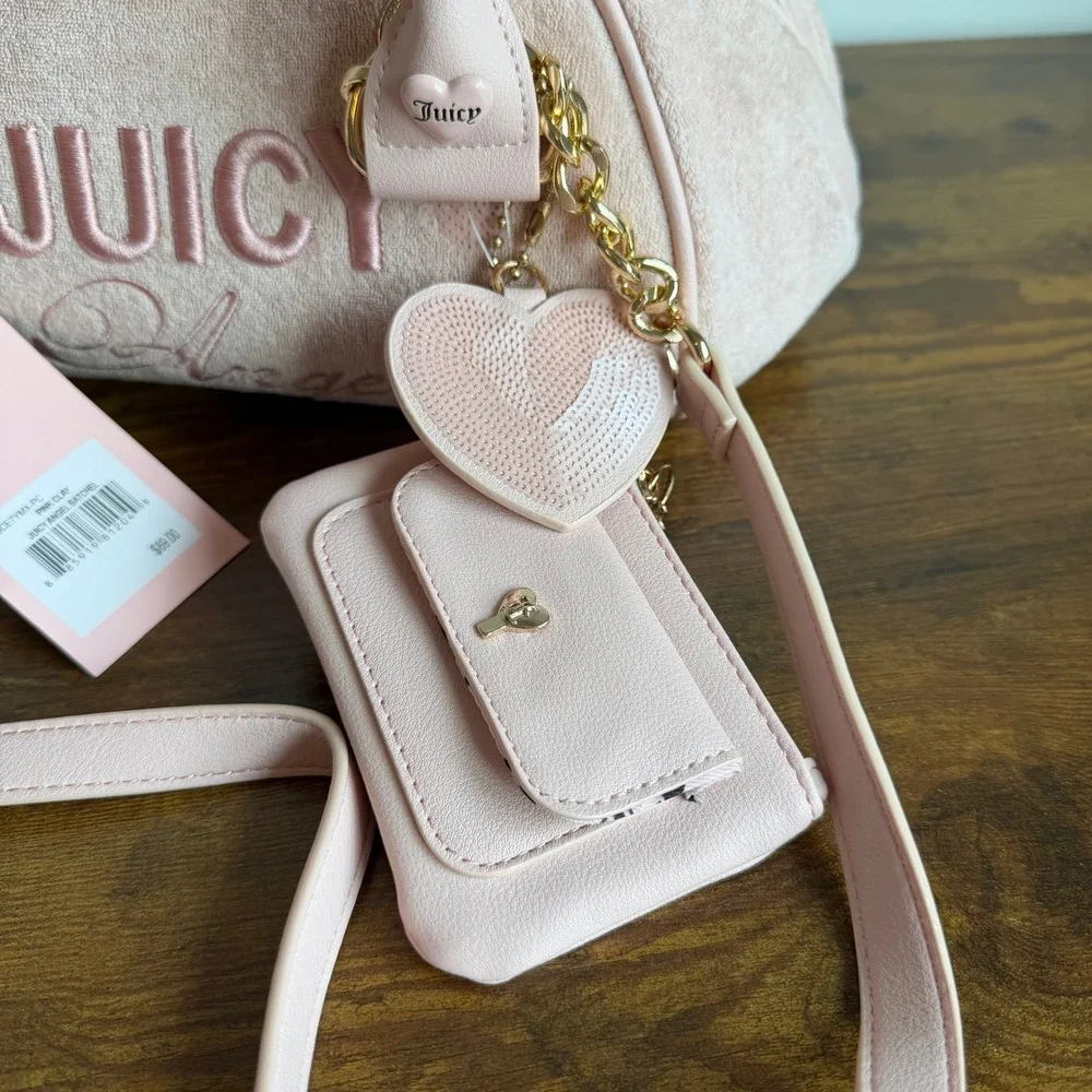 New Juicy Couture Angel Satchel Light Pink Crossbody Handbag Sequin Y2K Cute